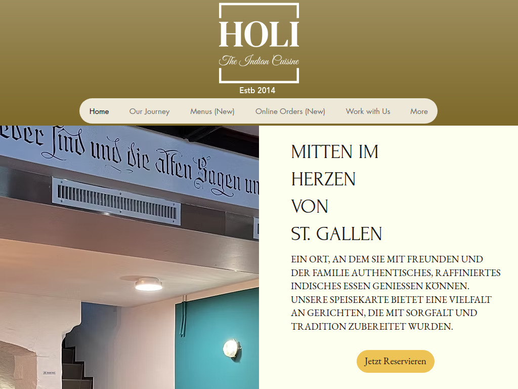 Website von Restaurant Holi in St. Gallen
