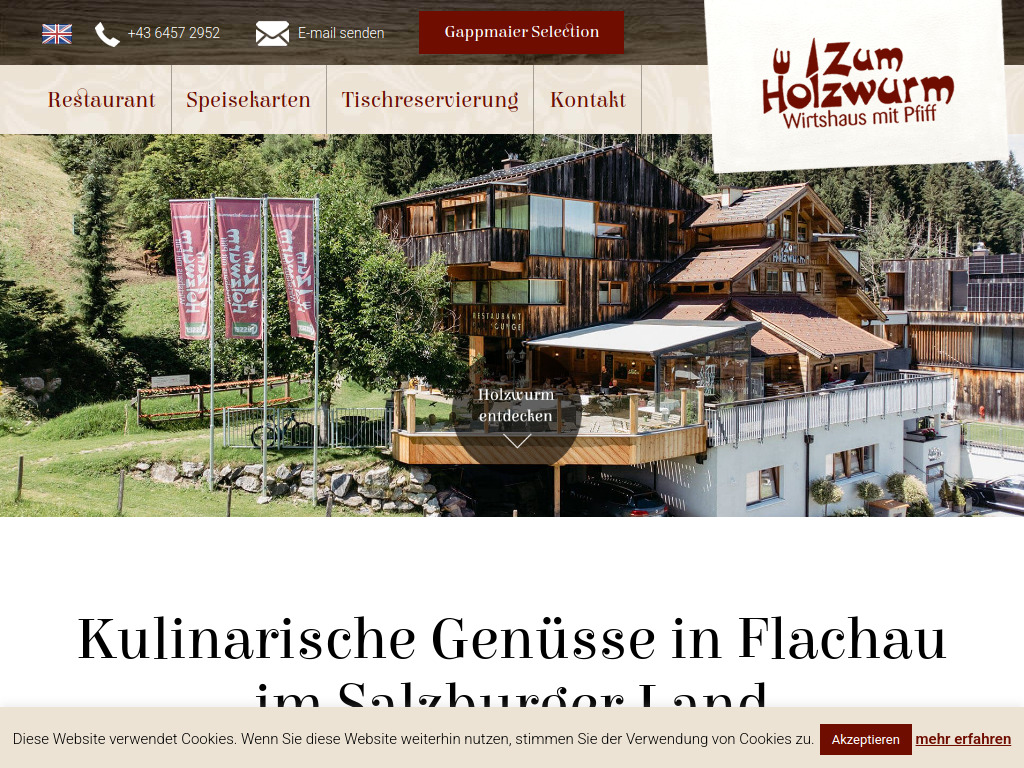 Website von Zum Holzwurm in Flachau