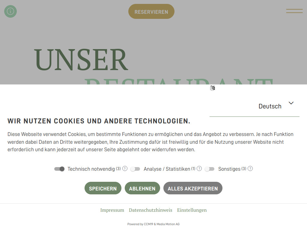 Website von Kulinarische Highlights im Restaurant Hotel Uzwil in Uzwil