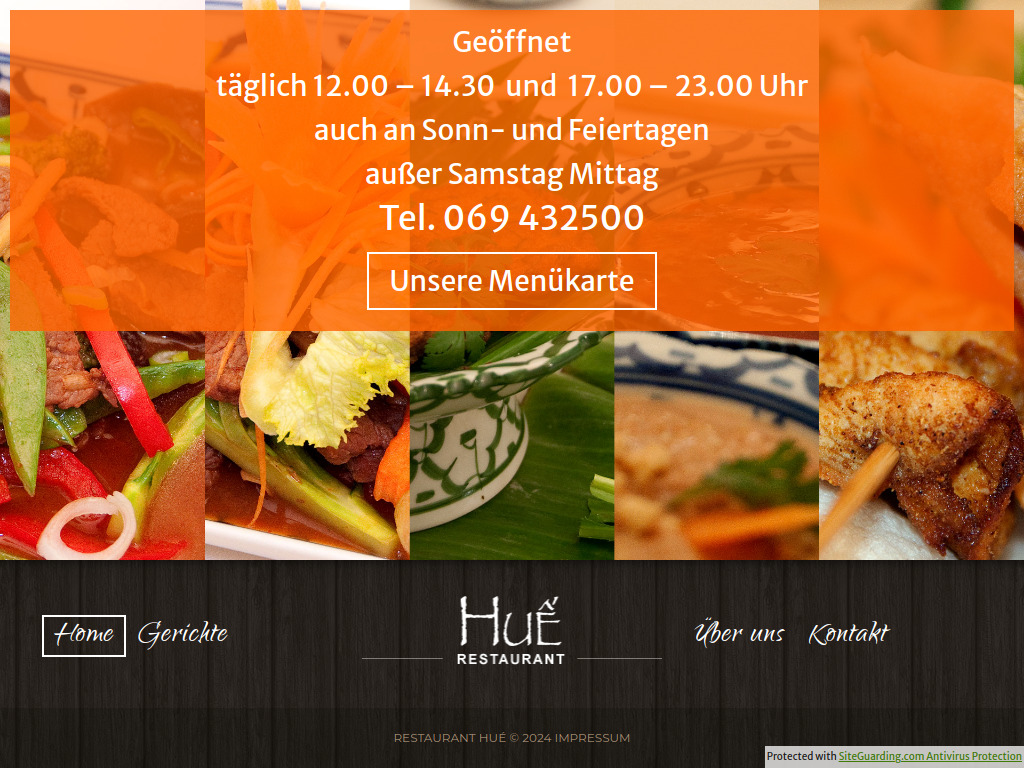 Website von Restaurant Hué in Frankfurt am Main