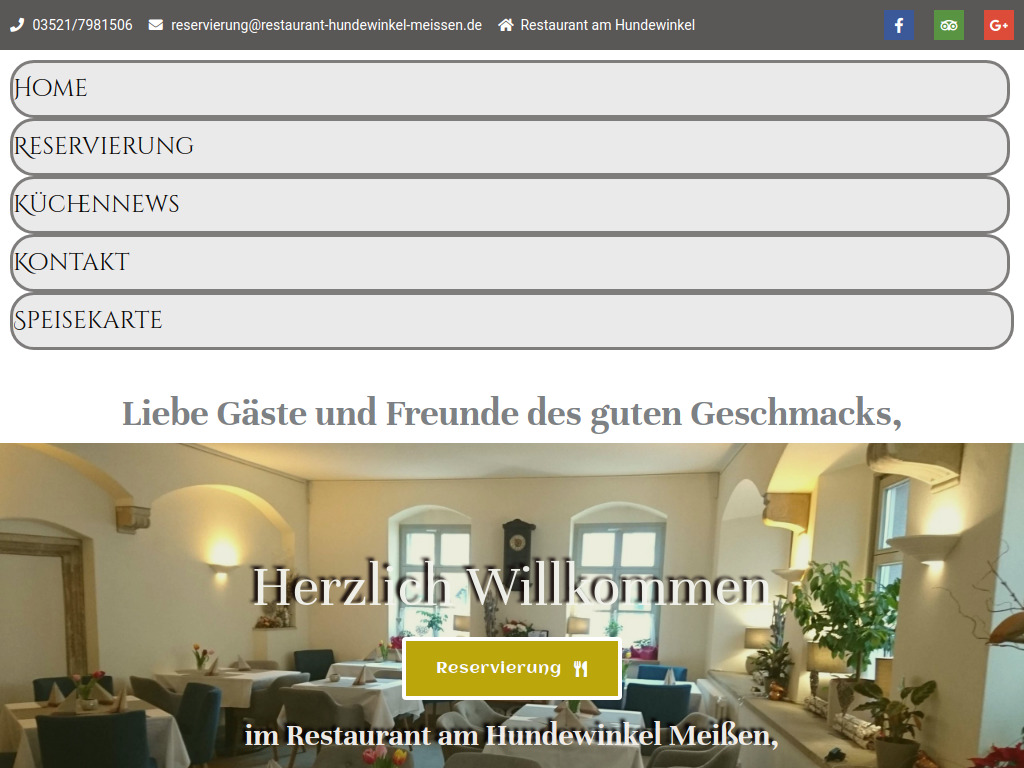 Website von Restaurant am Hundewinkel in Meißen