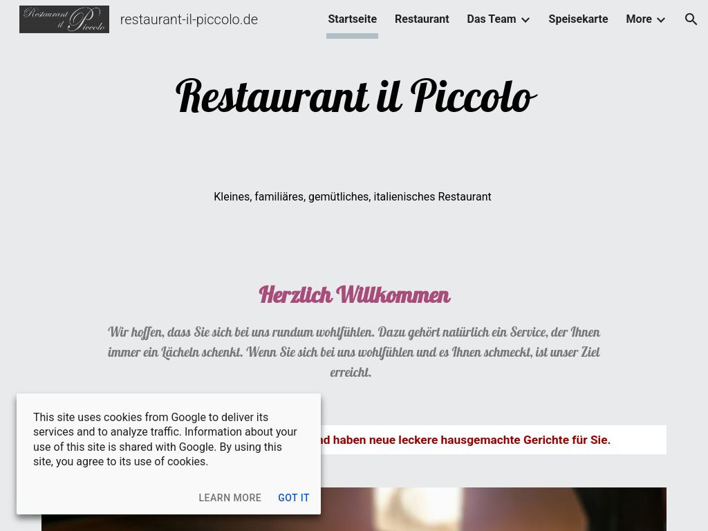 Website von Restaurant il Piccolo in Bad Bellingen-Rheinweiler