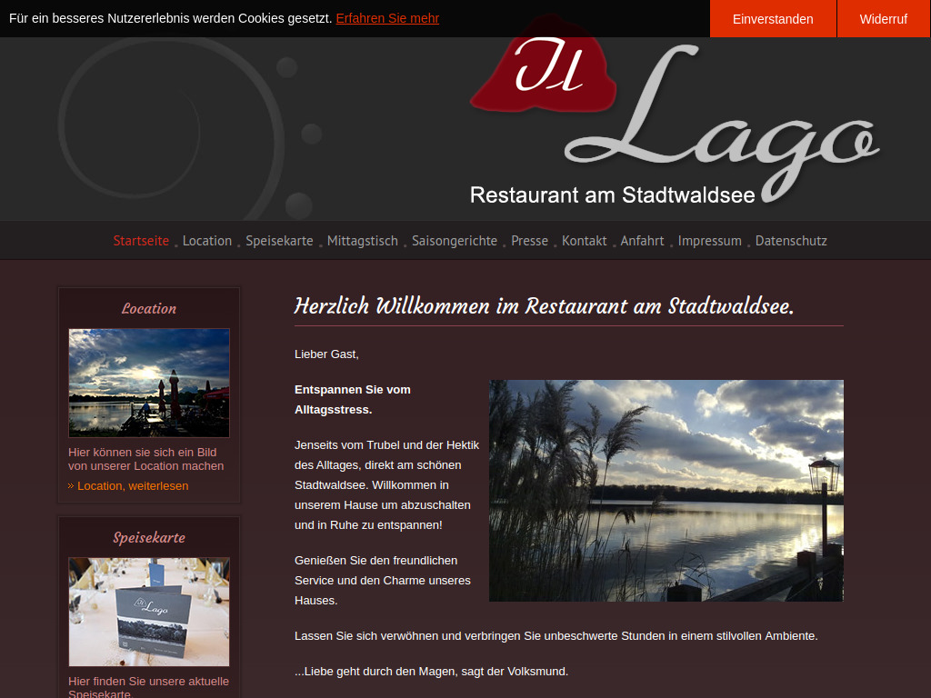 Website von Startseite - Restaurant Il Lago am Stadtwaldsee in Bremen in Bremen