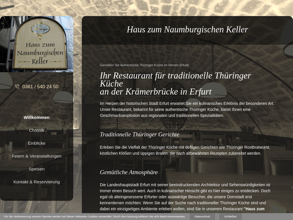 Website von Haus zum Naumburgischen Keller in Erfurt
