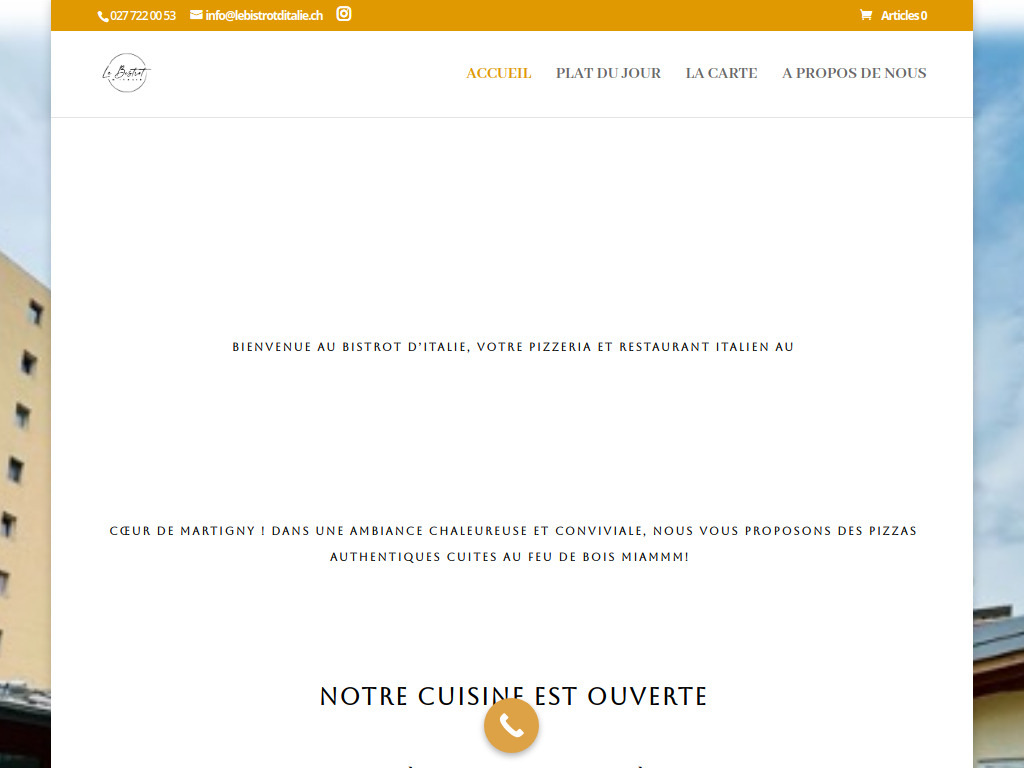 Website von Le Bistrot d'Italie