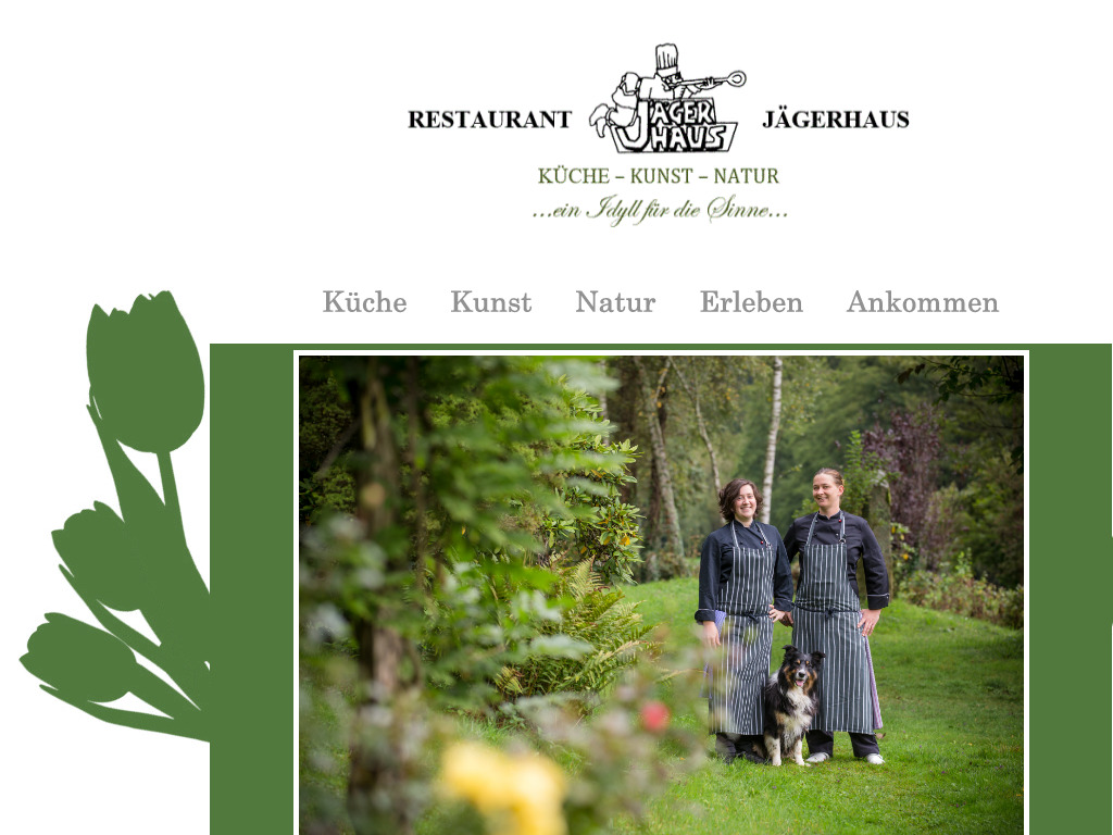 Website von Restaurant Jägerhaus - Küche…Kunst…Natur - Ein Idyll für die Sinne