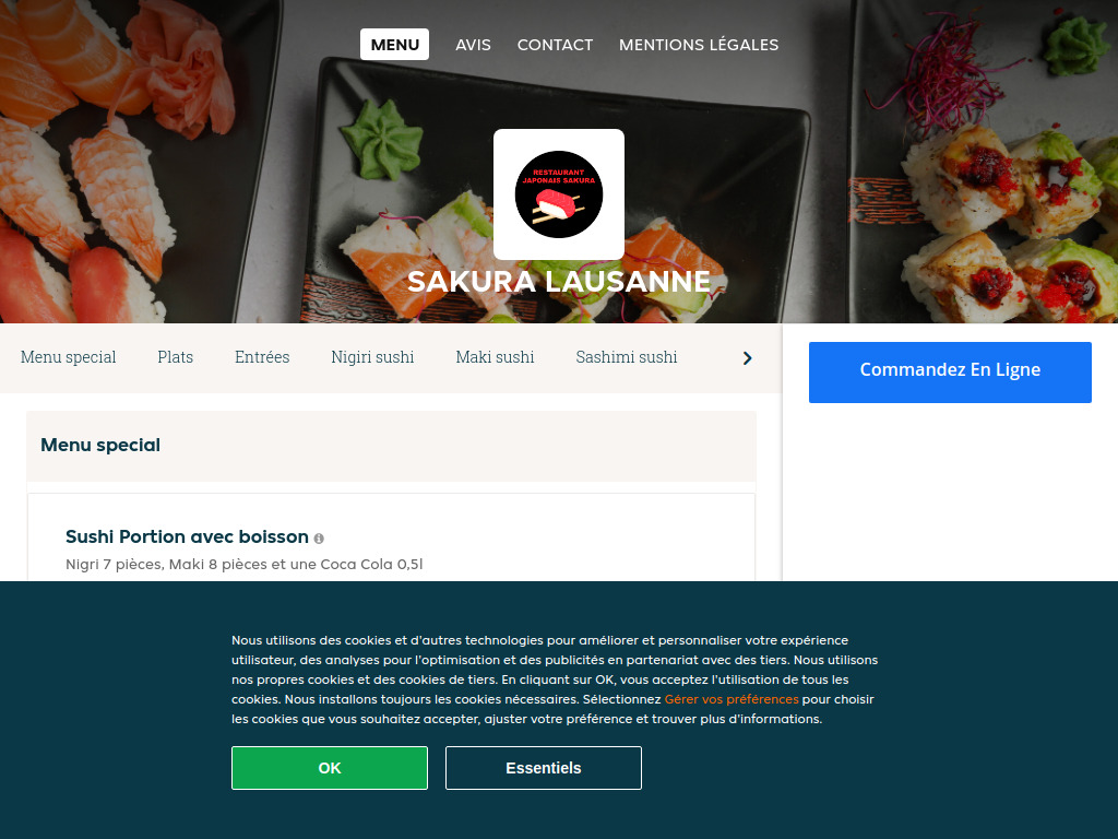 Website von Sakura Lausanne - Commander un repas en ligne à Lausanne in Lausanne