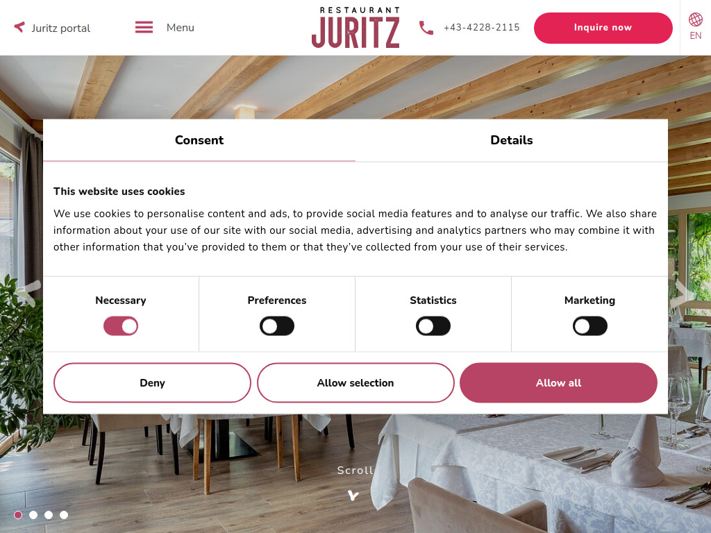Website von Restaurant Juritz in Feistritz i. Ros.