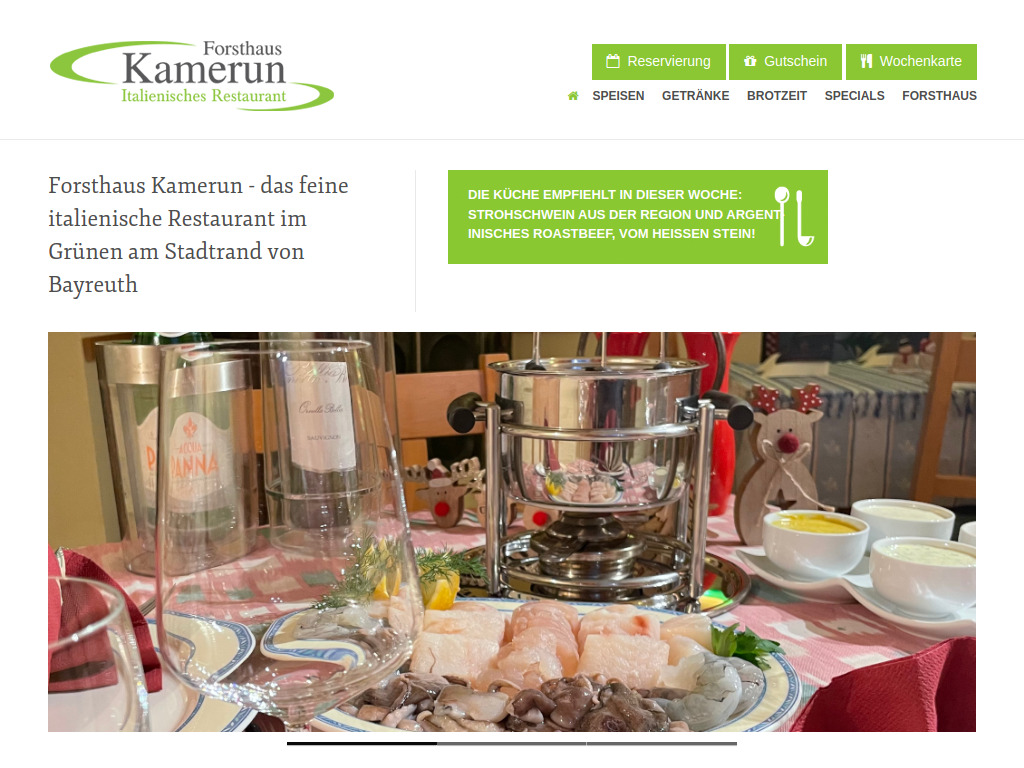 Website von Italienisches Restaurant • Bayreuth • Forsthaus Kamerun