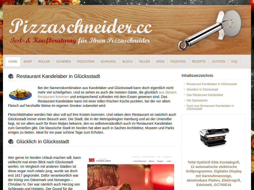 Website von Restaurant Kandelaber in Glücksstadt im GastroGuide in Glücksstadt