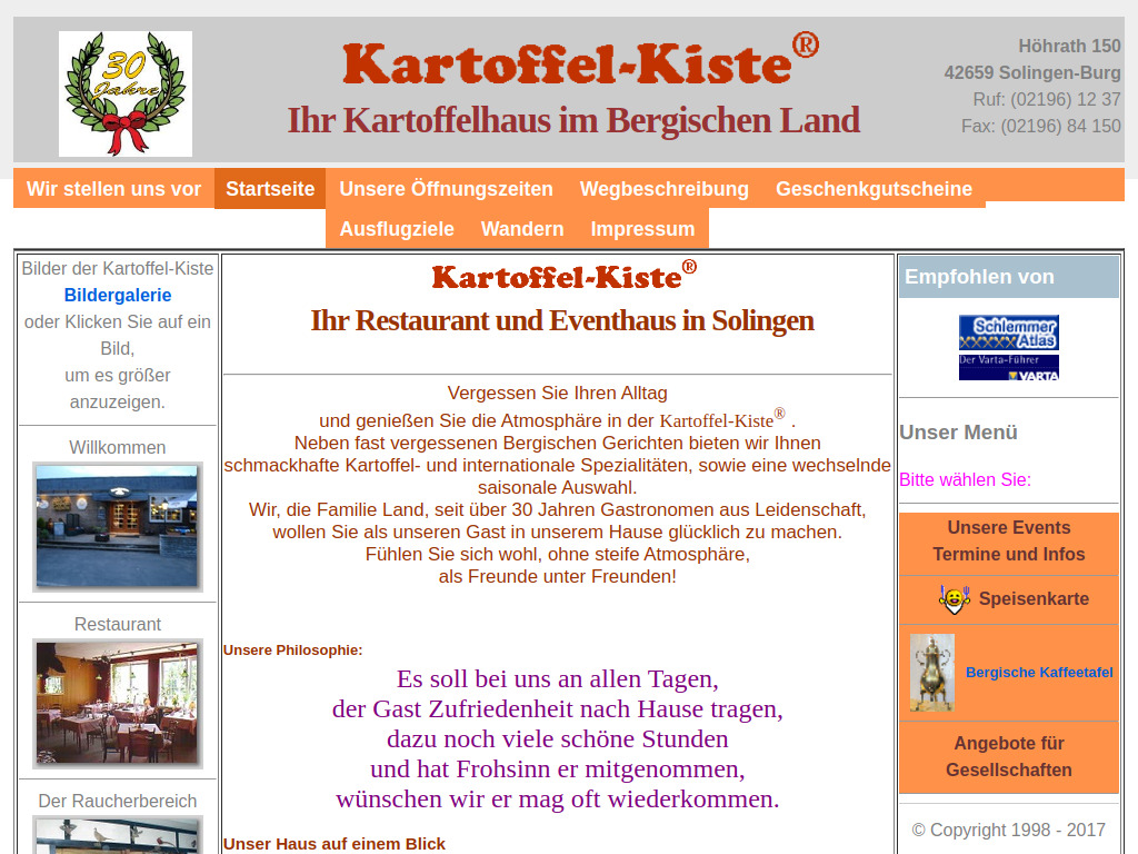 Website von Kartoffel-Kiste in Solingen