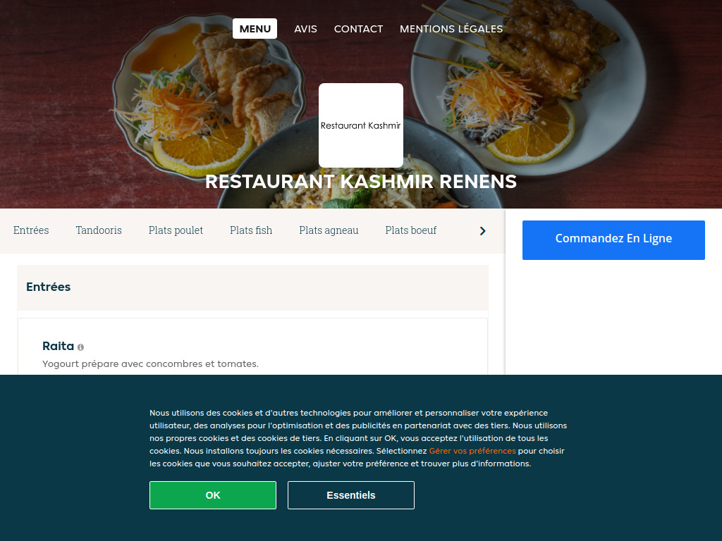 Website von Restaurant Kashmir Renens - Commander un repas en ligne à Renens in Renens