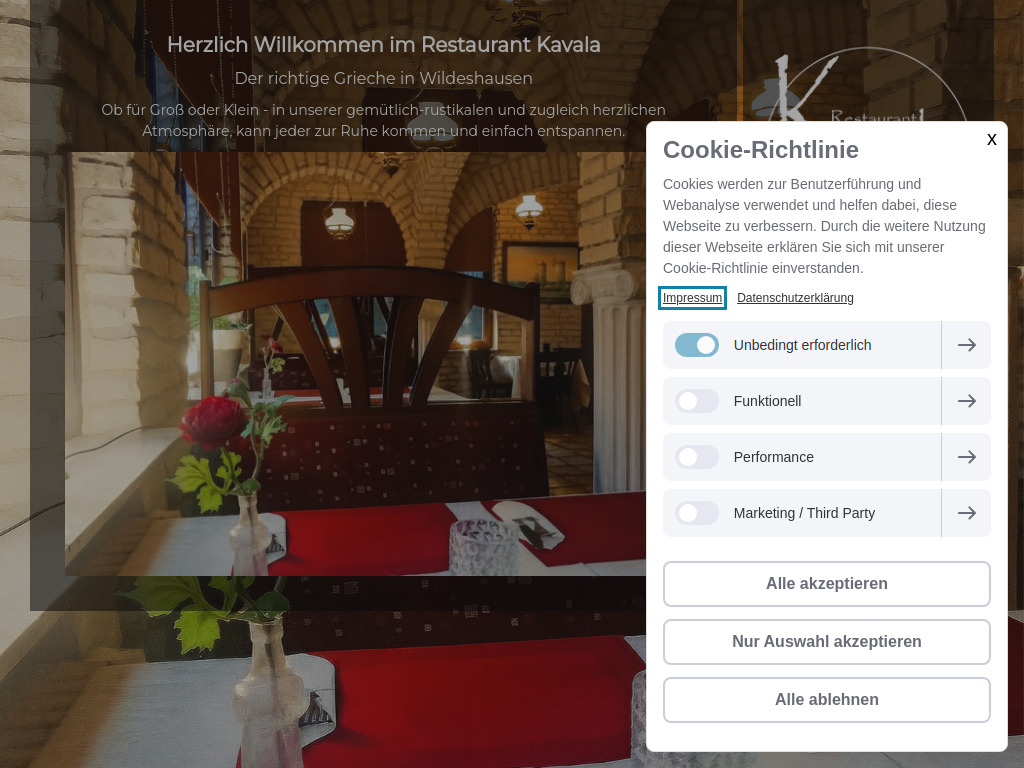Website von Restaurant Kavala in Wildeshausen