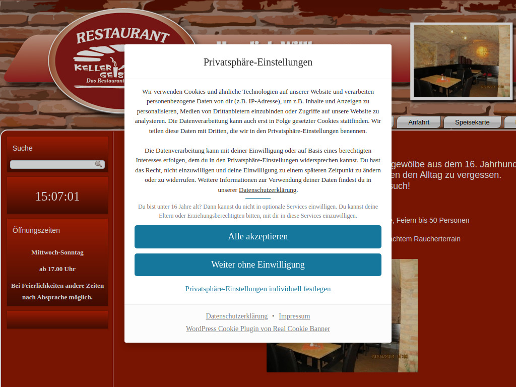 Website von Restaurant Kellergeister