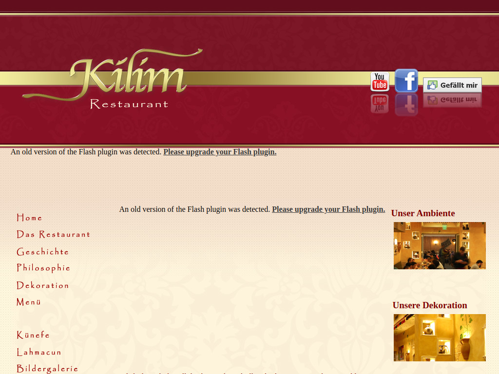 Website von Restaurant Kilim in Köln