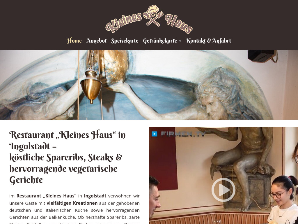 Website von Restaurant „Kleines Haus" in Ingolstadt