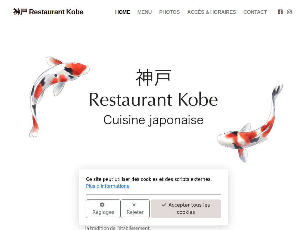 Website von Restaurant Kobe