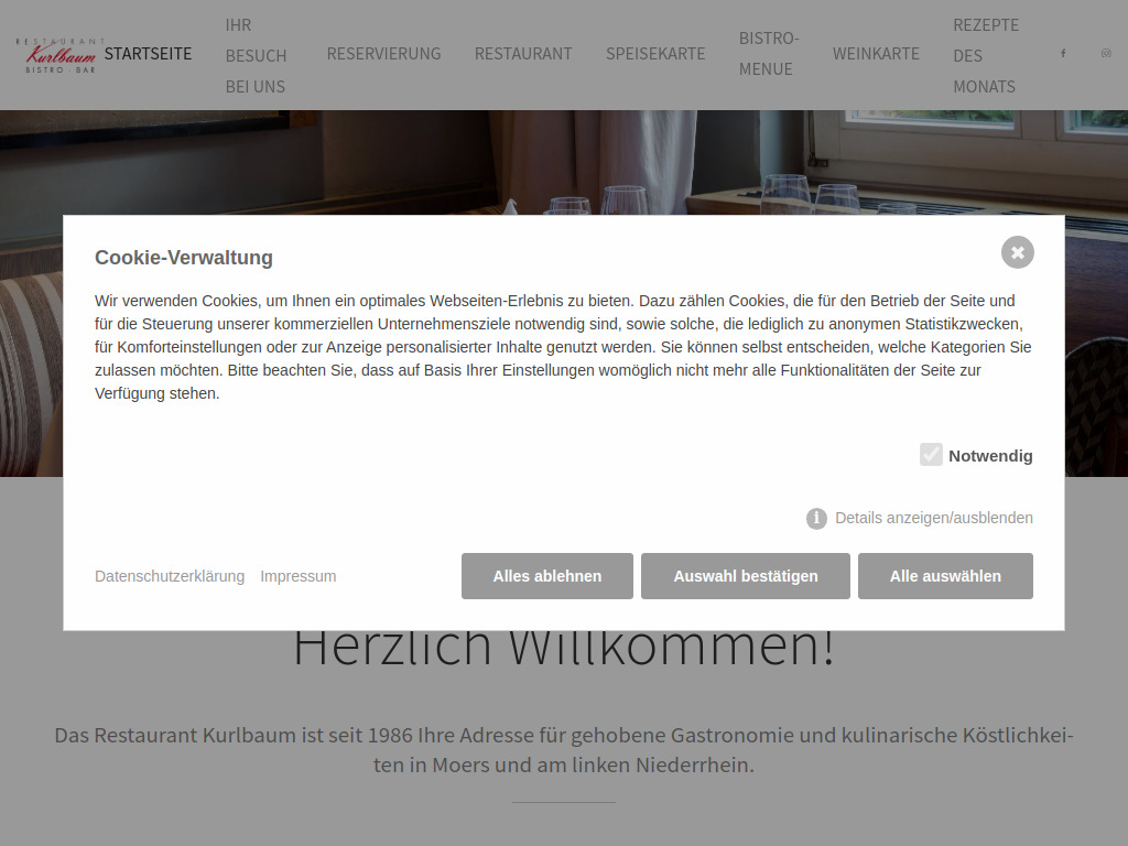 Website von Restaurant Kurlbaum in Moers