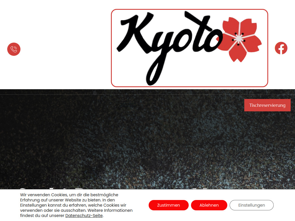 Website von Restaurant Kyoto in Voerde
