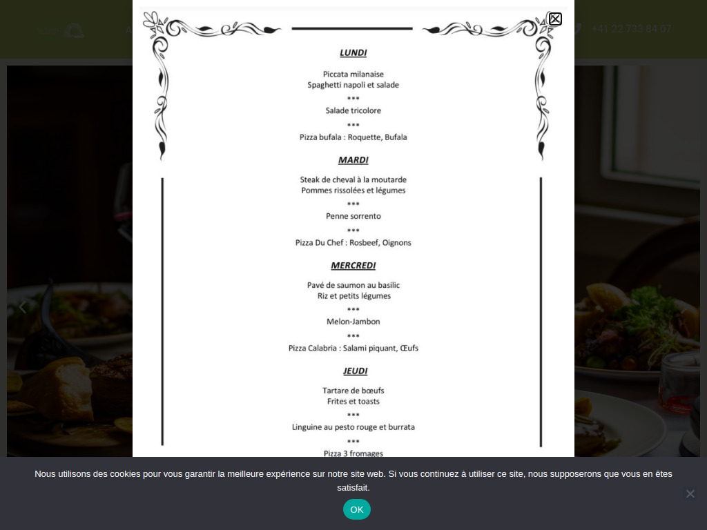 Website von Restaurant La Grotta in Genève