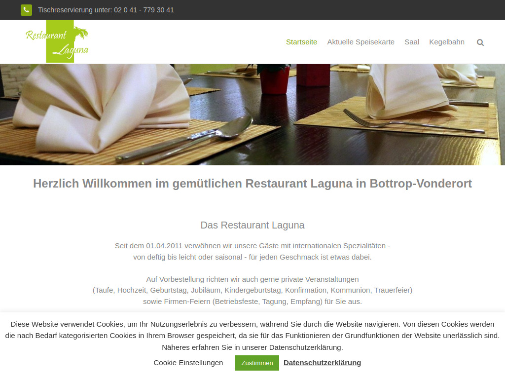 Website von Restaurant Laguna in Bottrop