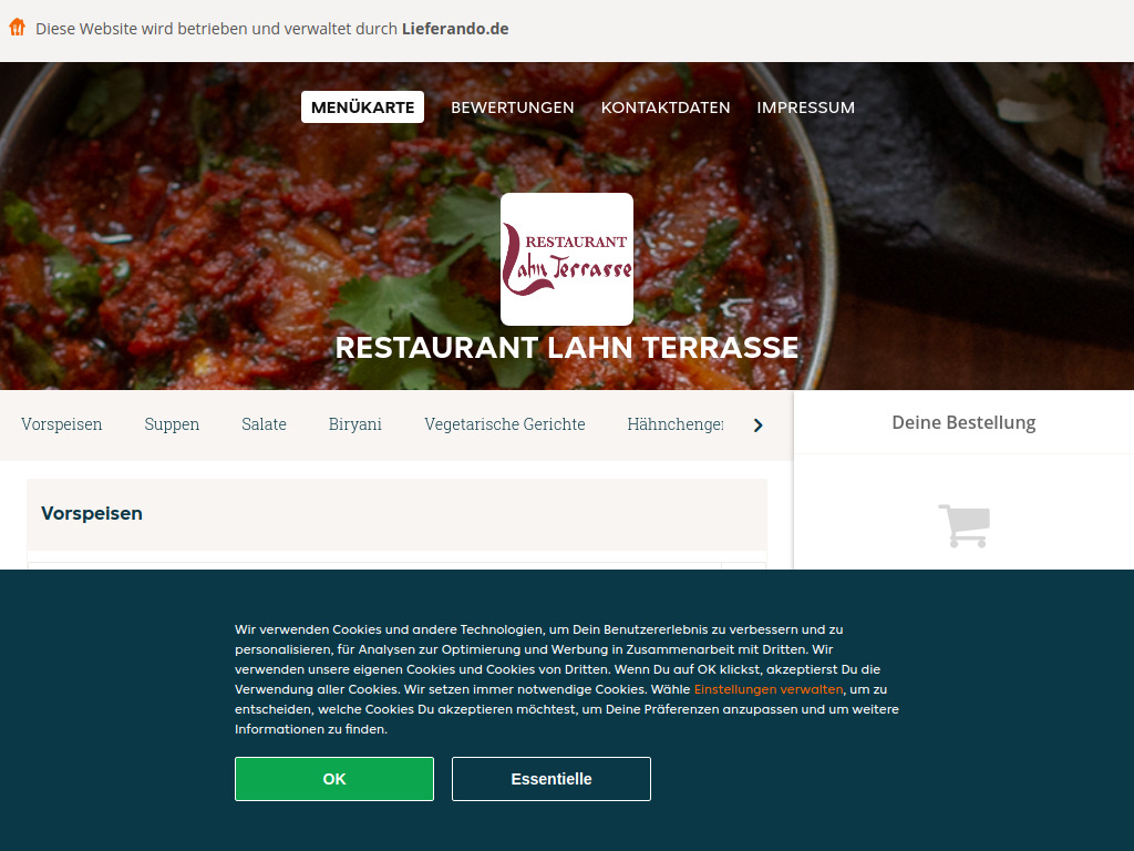 Website von Restaurant Lahn Terrasse - Essen online bestellen in Limburg an der Lahn in Limburg an der Lahn