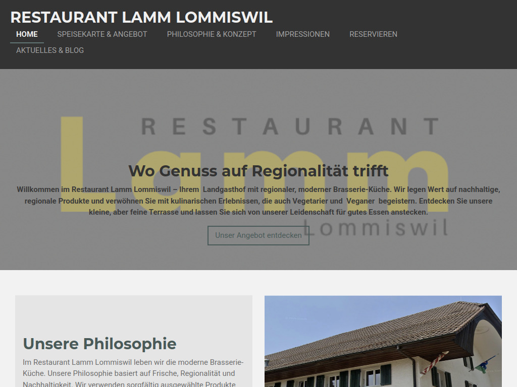 Website von Restaurant Lamm Lommiswil in Lommiswil