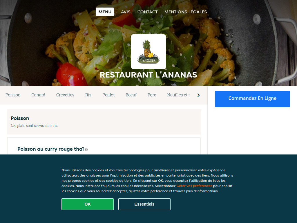 Website von Restaurant L'Ananas - Commander un repas en ligne à Renens in Renens