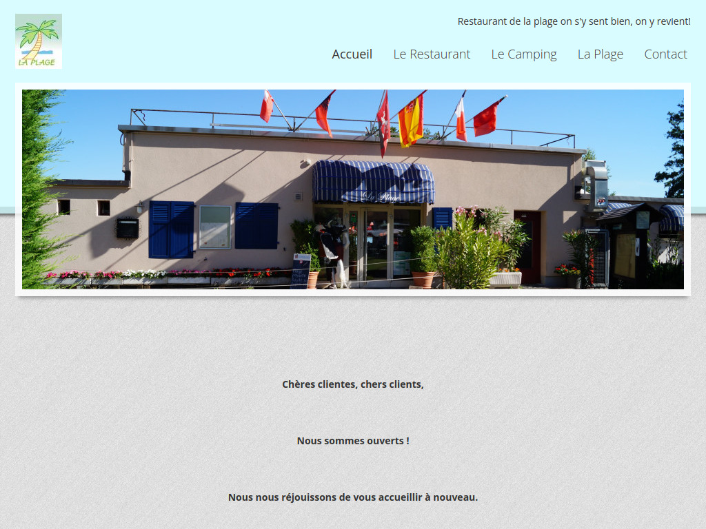 Website von Restaurant & Camping de la Plage Fatmir & Frères in La Neuveville