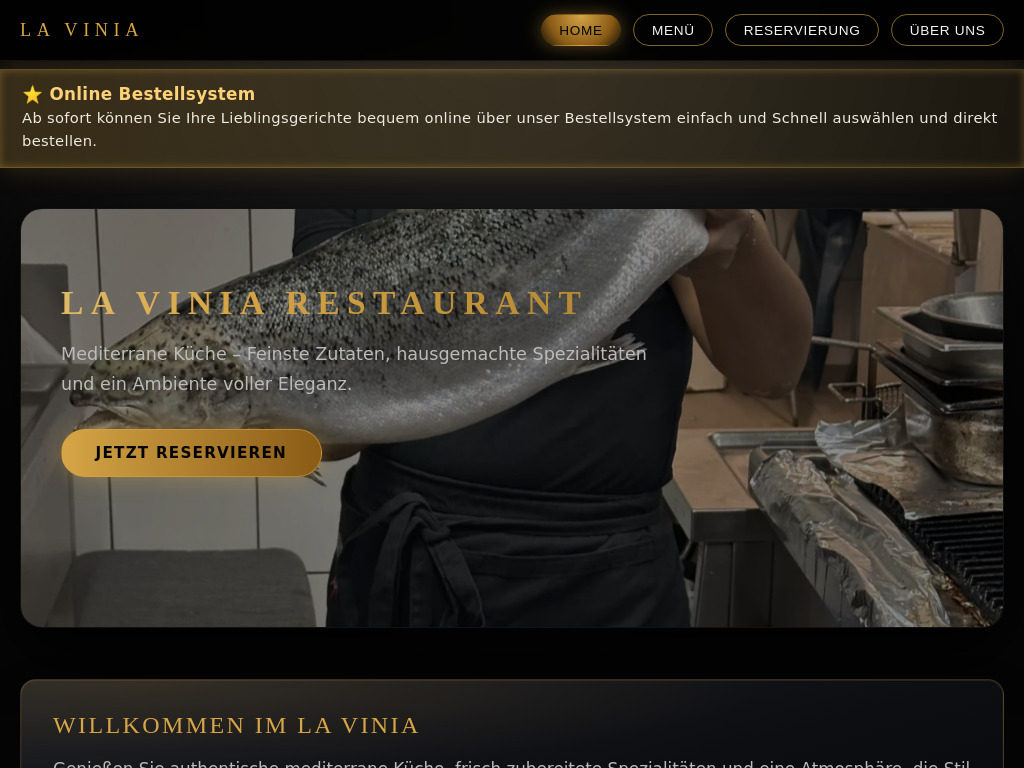Website von La Vinia Restaurant Biebertal in Biebertal