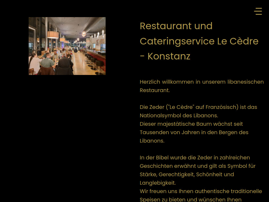 Website von Restaurant Le Cèdre in Konstanz