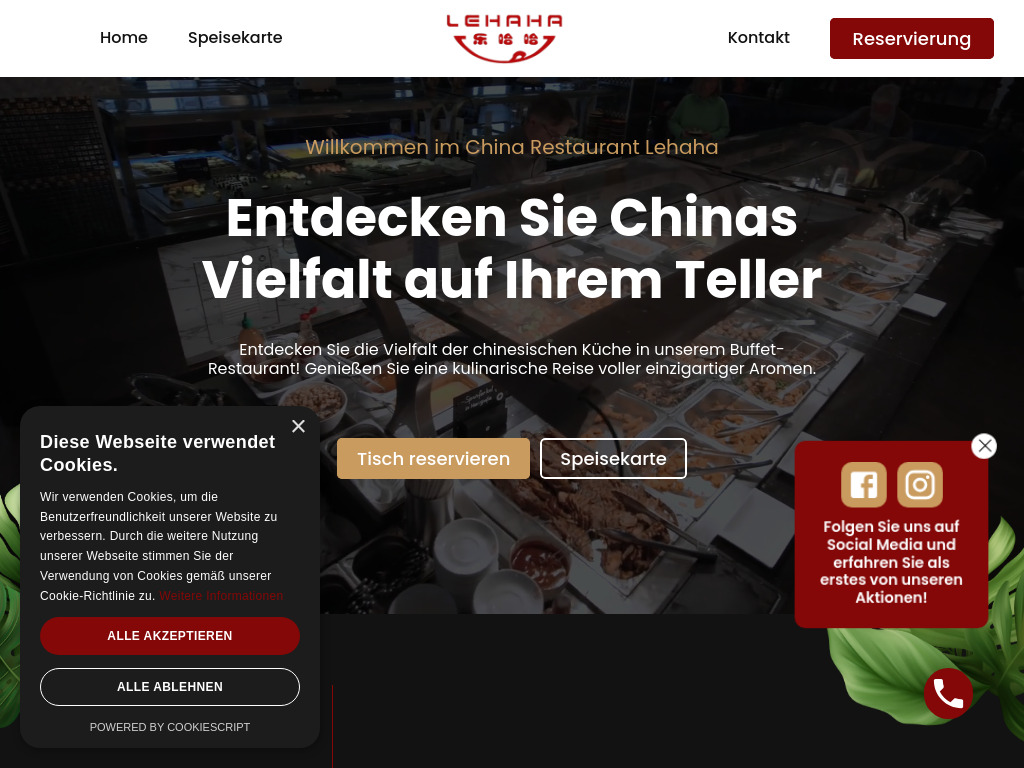 Website von China Restaurant Lehaha in Hannover