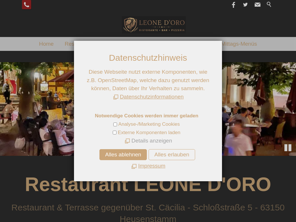 Website von Restaurant LEONE D'ORO in Heusenstamm
