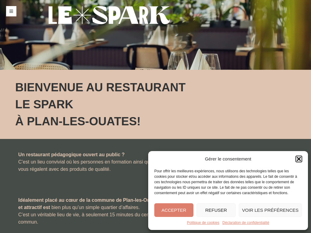 Website von Restaurant Le Spark à Plan-les-Ouates in Plan-les-Ouates