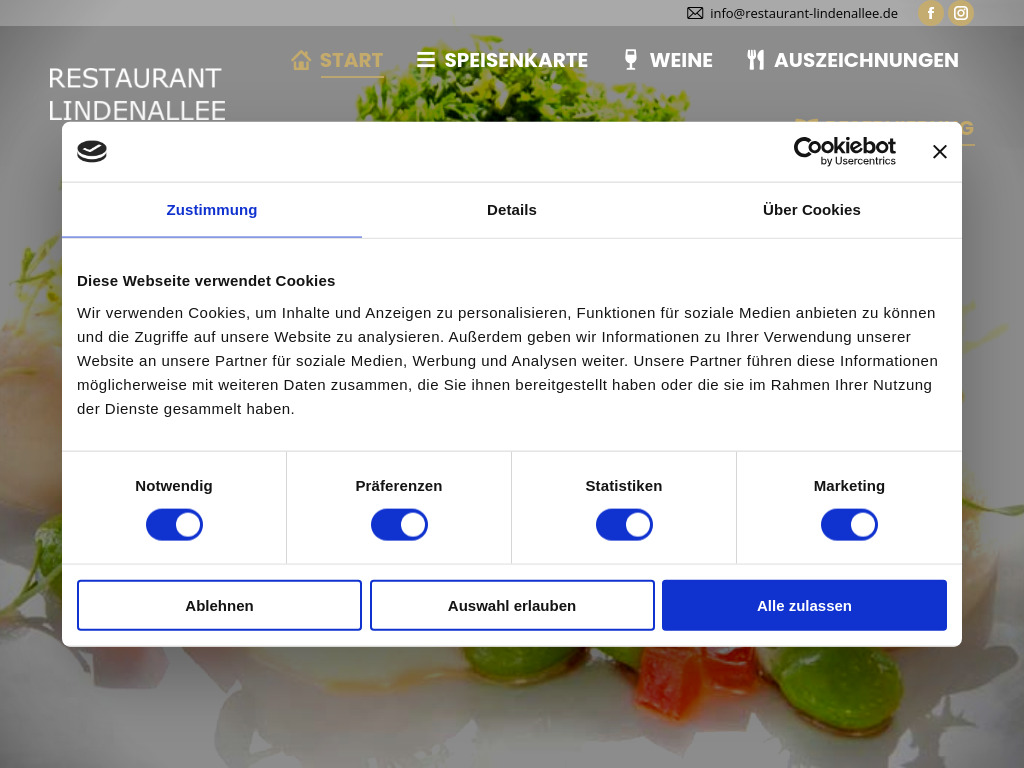 Website von Restaurant Lindenallee in Bad Homburg