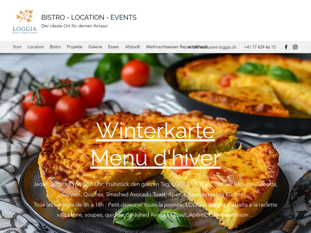 Website von Restaurant LOGGIA in Biel