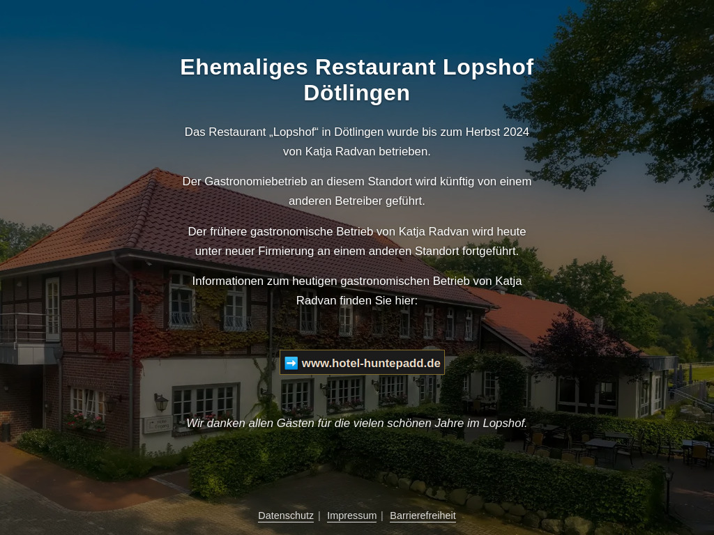 Website von Ehemaliges Restaurant Lopshof Dötlingen