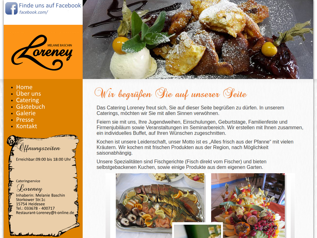 Website von Cateringservice Loreney in Heidesee