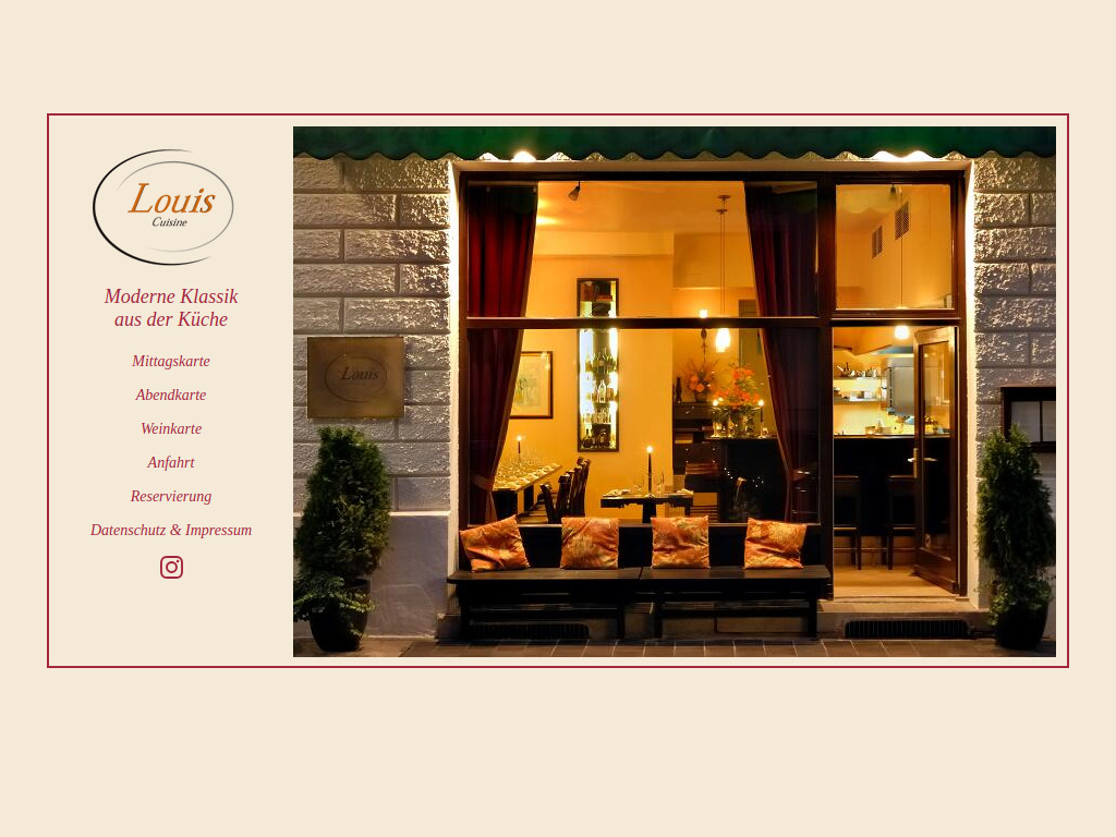 Website von Louis Cuisine in München