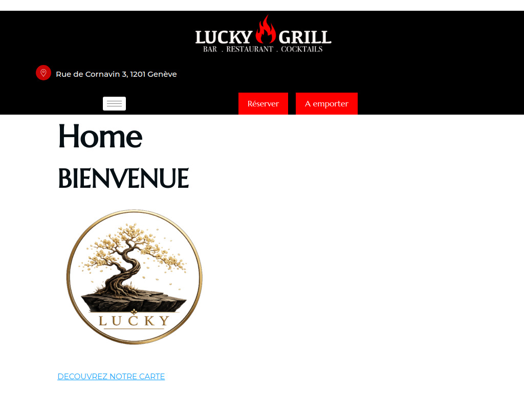 Website von Restaurant Lucky Grill in Genf