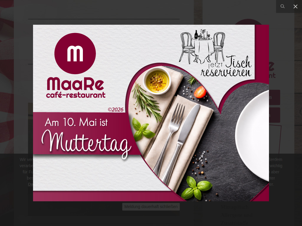 Website von maare café-restaurant in Köln