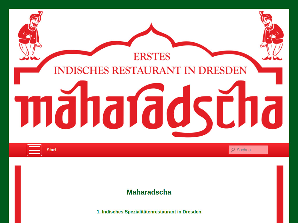 Website von Restaurant Maharadscha in Dresden
