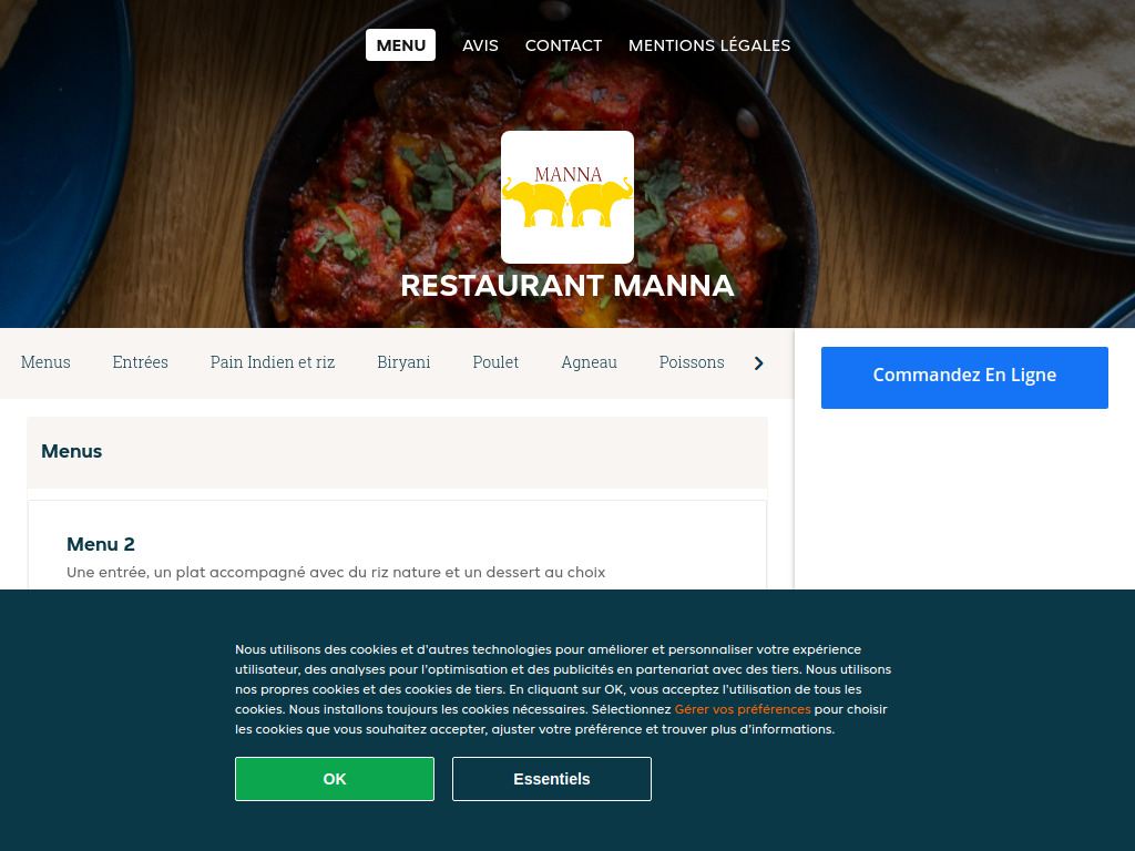 Website von Restaurant Manna - Commander un repas en ligne à Moudon in Moudon