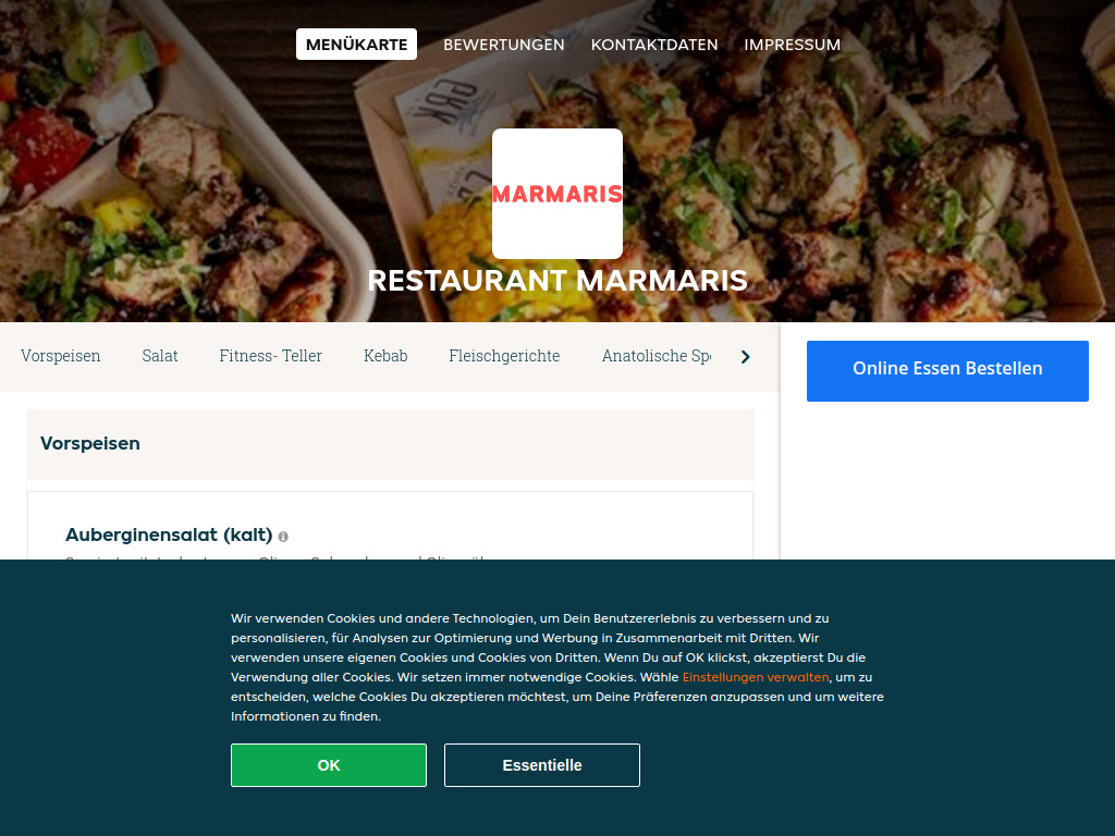 Website von Restaurant Marmaris - Essen online bestellen in Basel in Basel