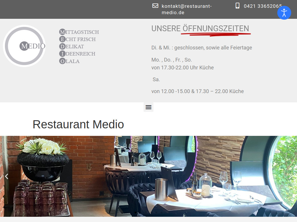 Website von Restaurant Medio Bremen in Bremen