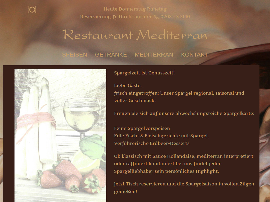 Website von Restaurant Mediterran in Mülheim an der Ruhr