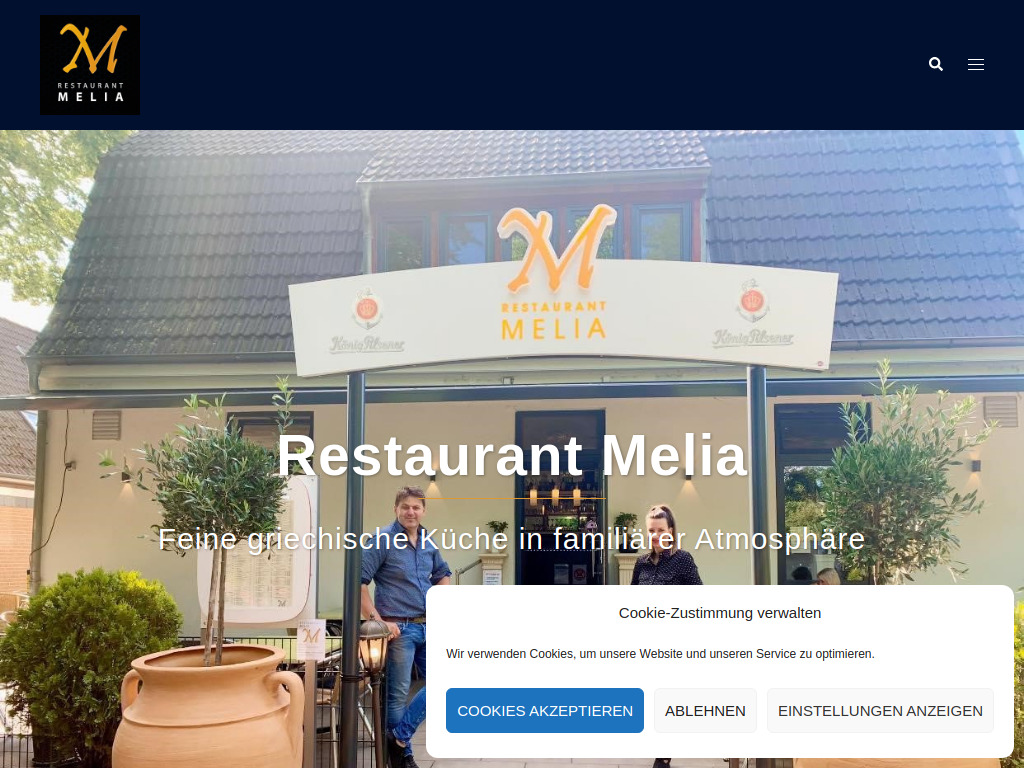 Website von Restaurant Melia in Bremen