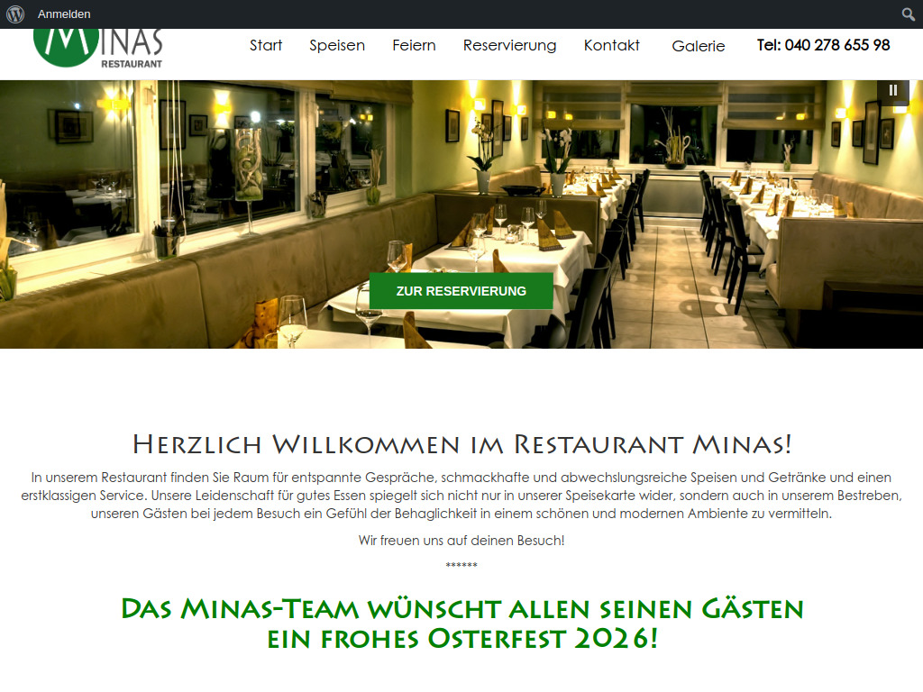 Website von Restaurant Minas in Hamburg