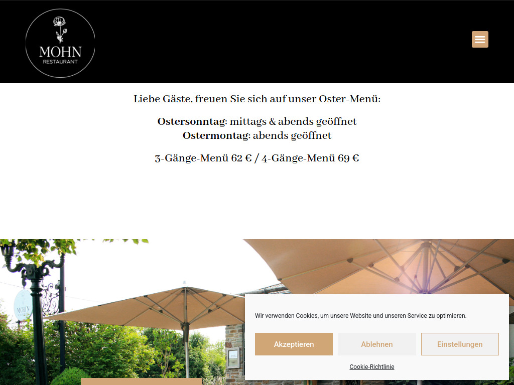 Website von Restaurant Mohn in Much