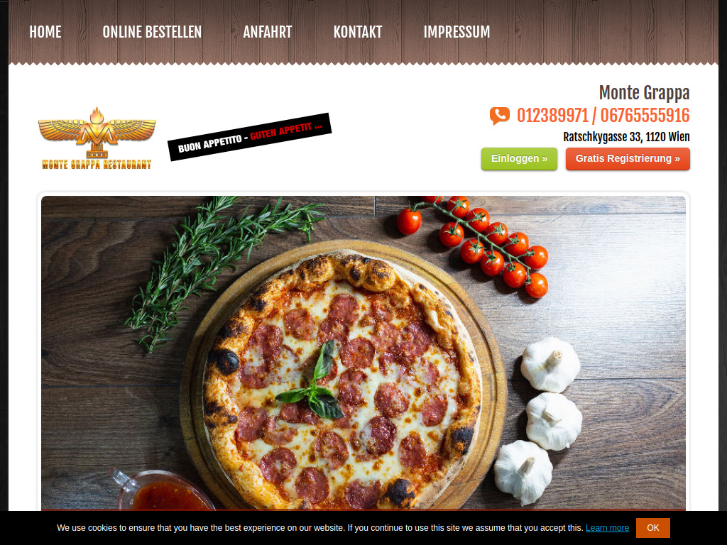 Website von Restaurant Montegrappa in Wien